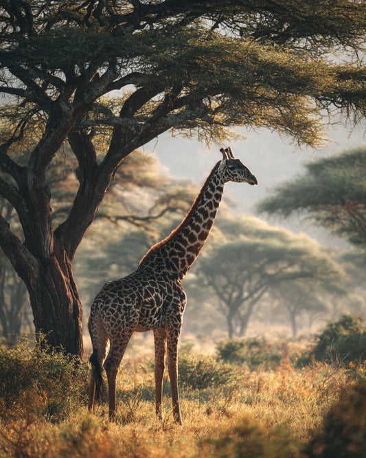 Giraff bland akaciaträd – Diamantmålning