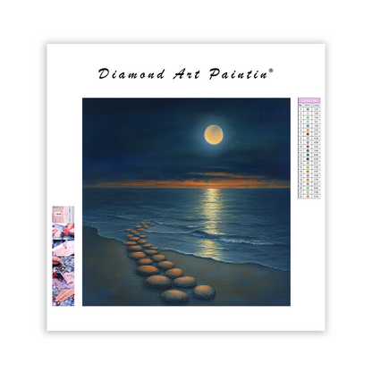 Månbelyst strand - Diamantmålning