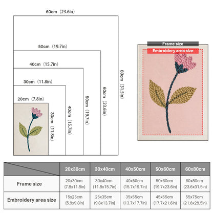 Ljusrosa blomstjälk – Punch needle-broderi