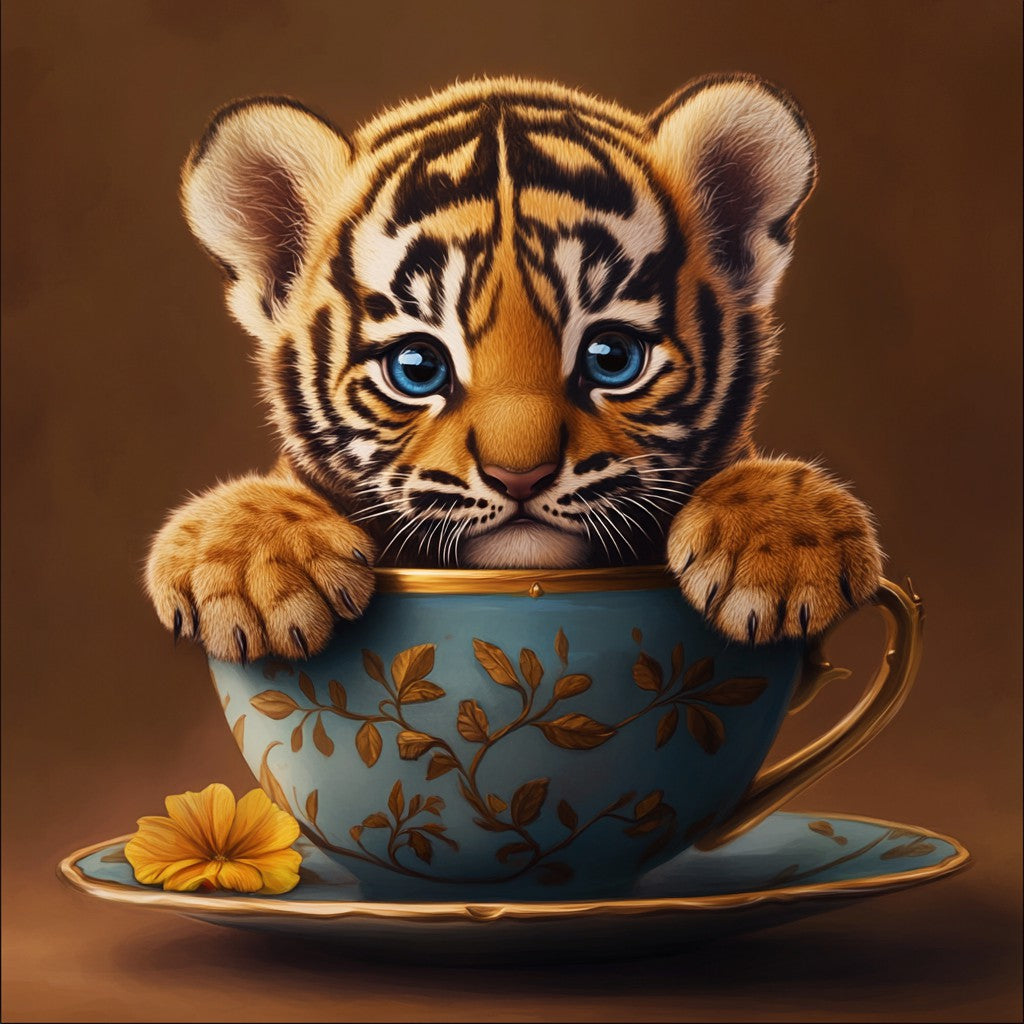 Bedårande tigerunge – Diamantmålning