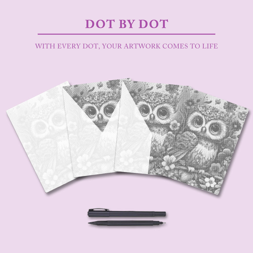 Mjuk och söt babyuggla - Prickmålning