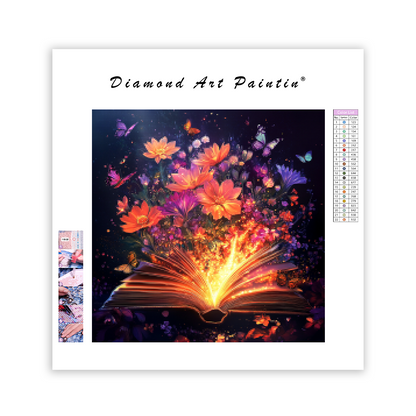Blomstrande magisk bok - Diamond Painting