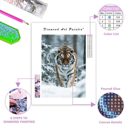 Sibirisk tiger i snö – Diamantmålning