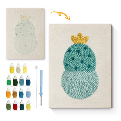Kaktus med gul krona – Punch needle-broderi
