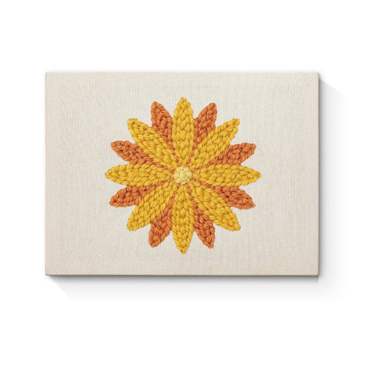 Gul solros – Punch needle-broderi