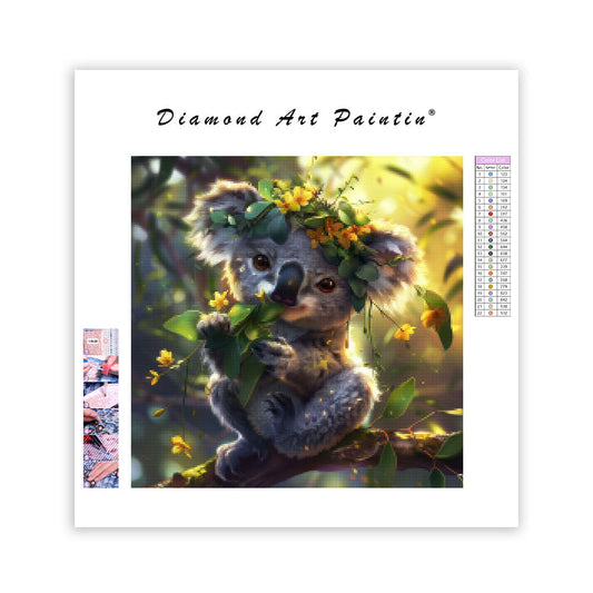 Koala bland eukalyptusblommor – Diamantmålning