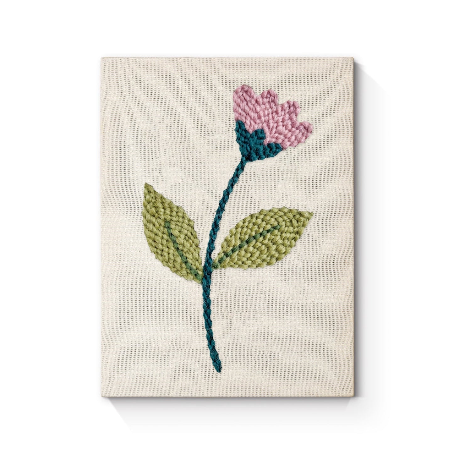 Ljusrosa blomstjälk – Punch needle-broderi