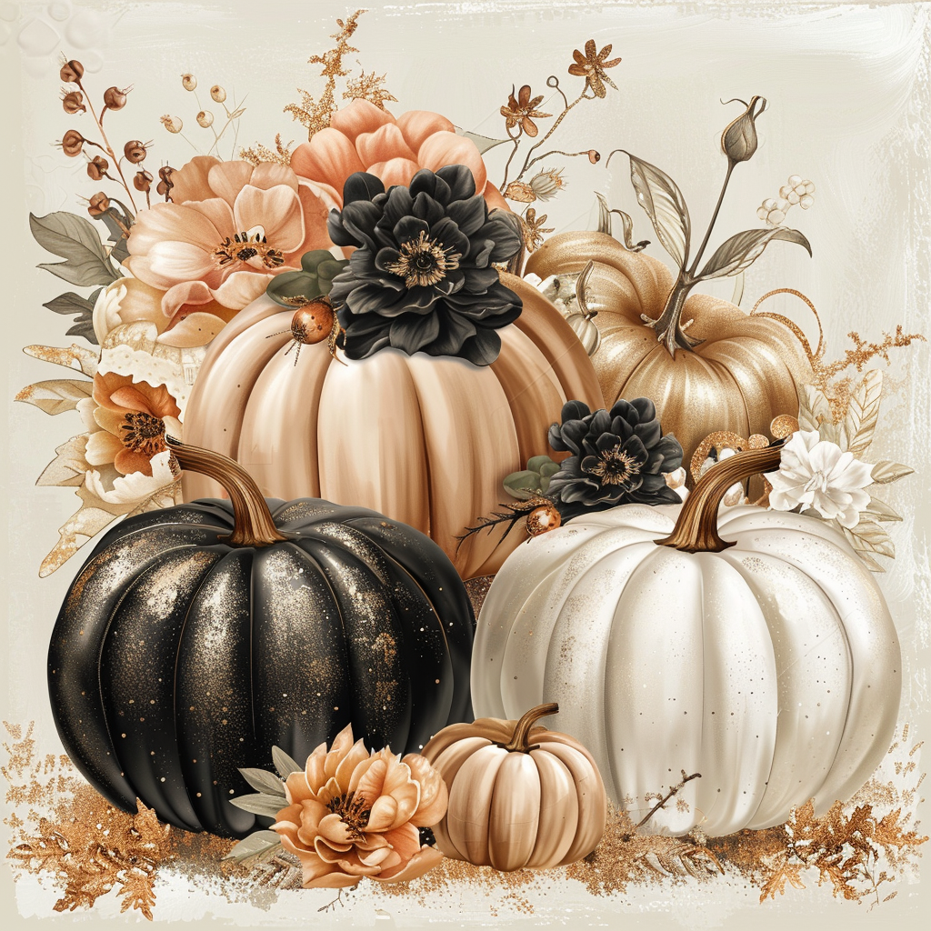 Pumpor och blommor - Diamantmålning