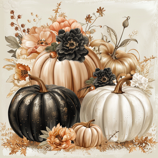 Pumpor och blommor - Diamantmålning