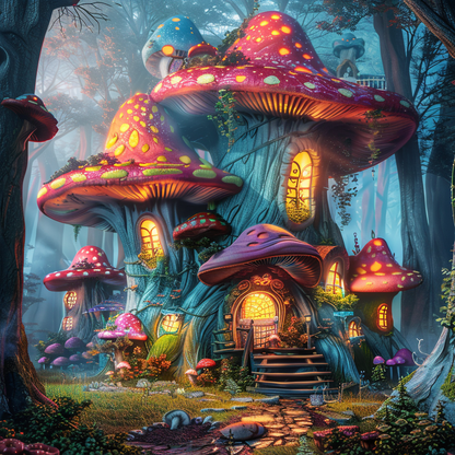 Fairy Mushroom House - DiamantmåLning