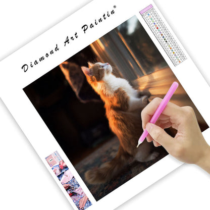 Munchkinkatt som blickar ut genom fönstret – Diamantmålning