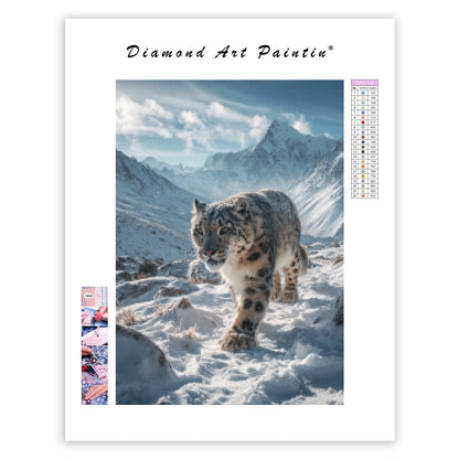 Snöleopard i bergen – Diamantmålning