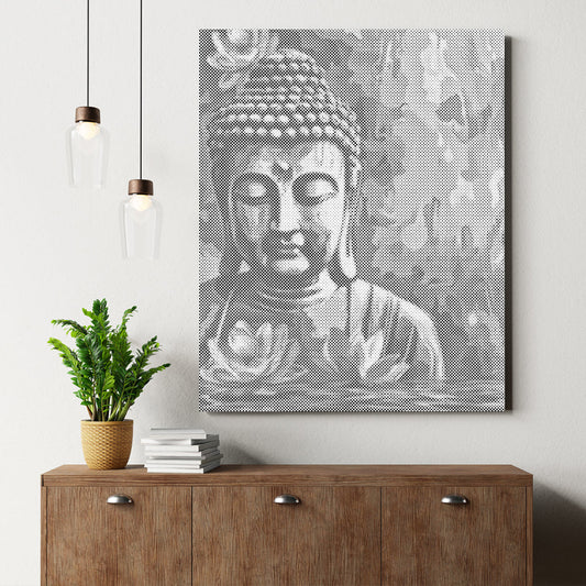 Buddha med blomma – Punktmålning