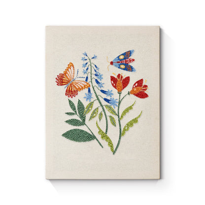 Färgstarka blommor med fjärilar – Punch needle-broderi