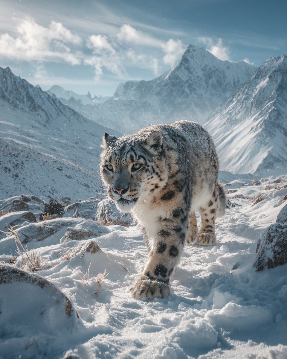 Snöleopard i bergen – Diamantmålning