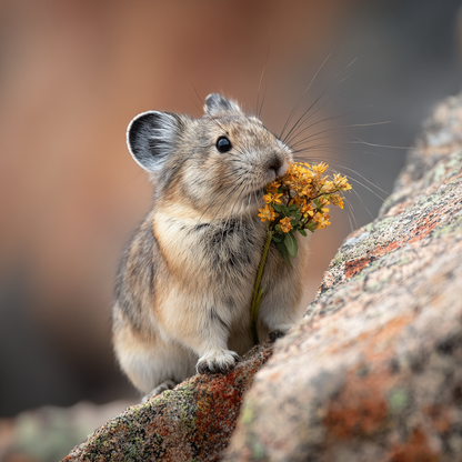 Pika med blomma – Diamantmålning