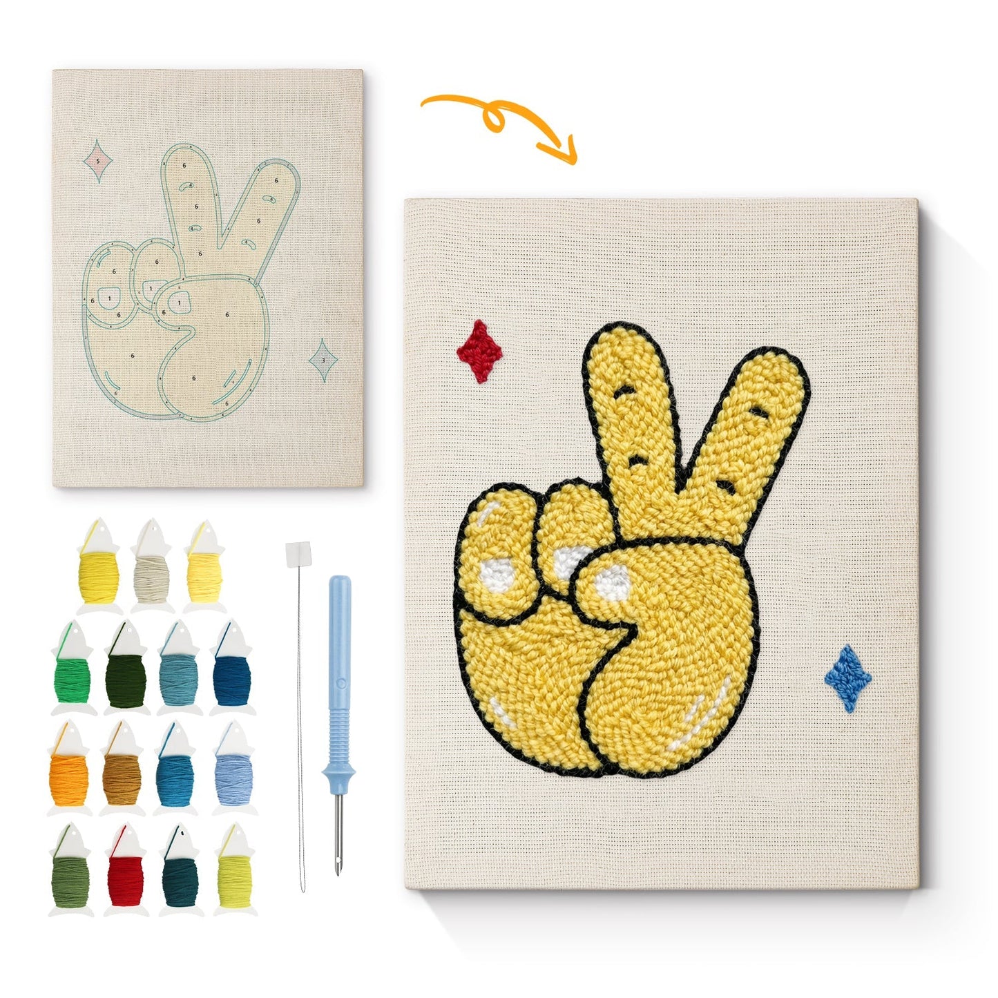 Fredstecken med handen – Punch needle-broderi