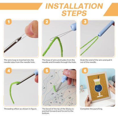 Blå cocktail – Punch needle-broderi