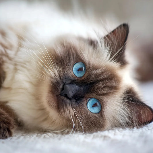Ragdollkatt på rygg – Diamantmålning