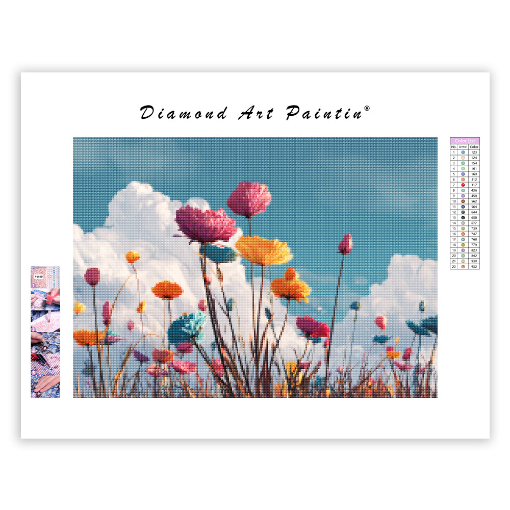 Vidsträckt blomsterfält – Diamantmålning