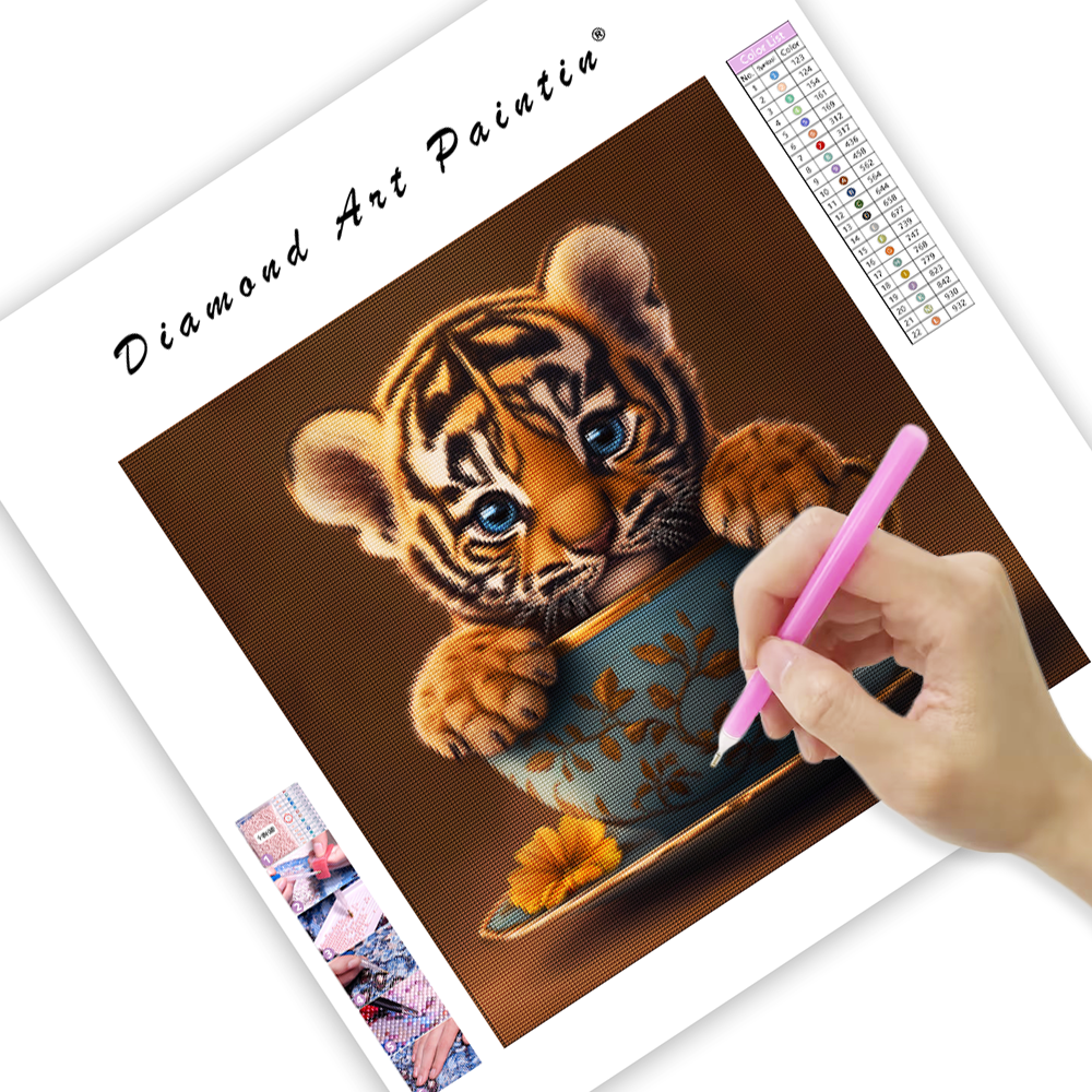 Bedårande tigerunge – Diamantmålning