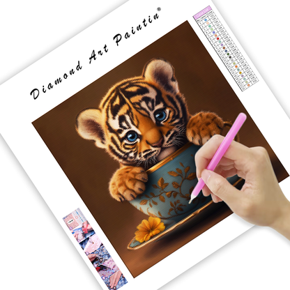 Bedårande tigerunge – Diamantmålning