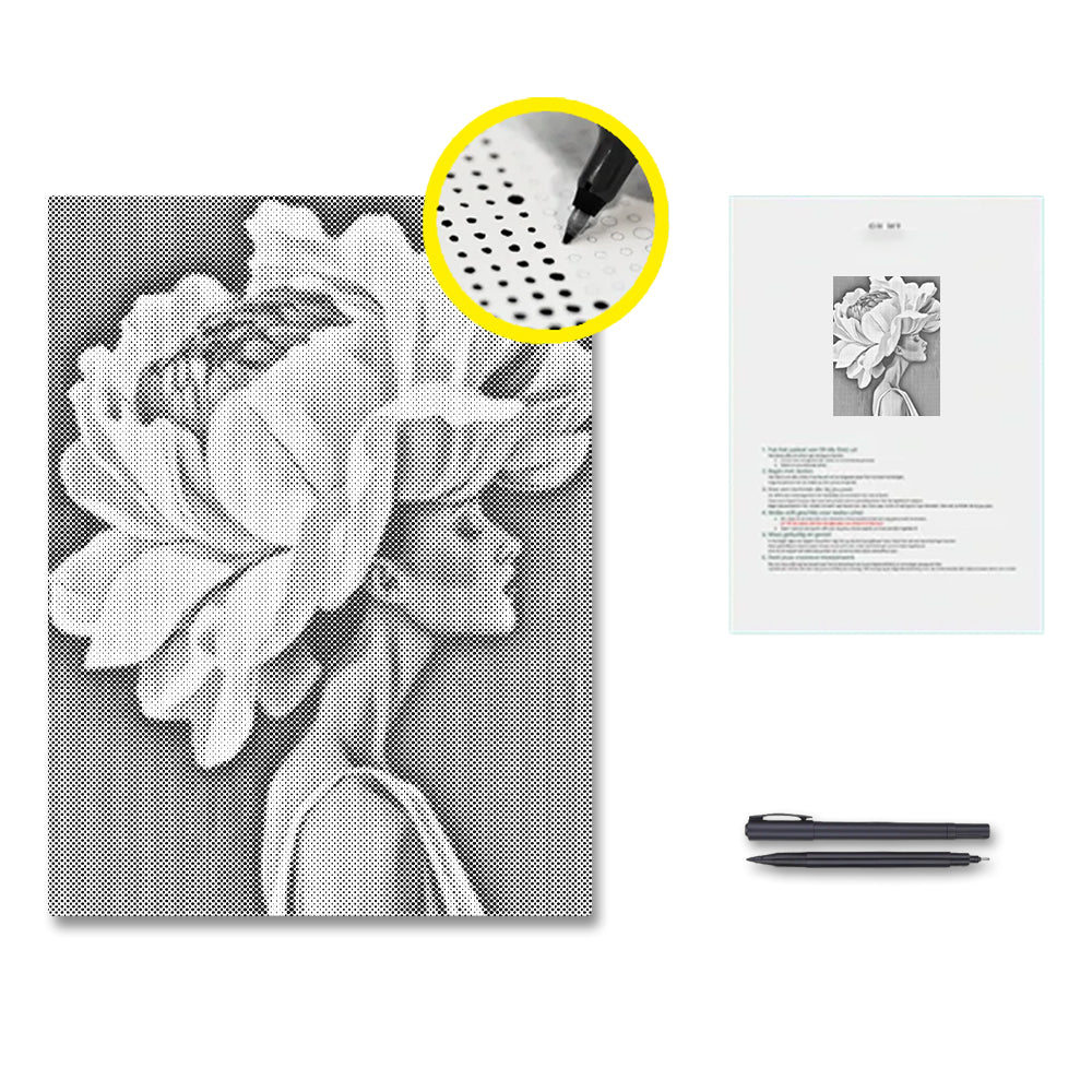 Blomma och kvinna – Punktmålning