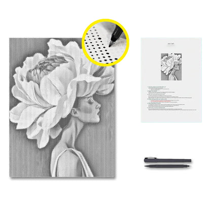 Blomma och kvinna – Punktmålning