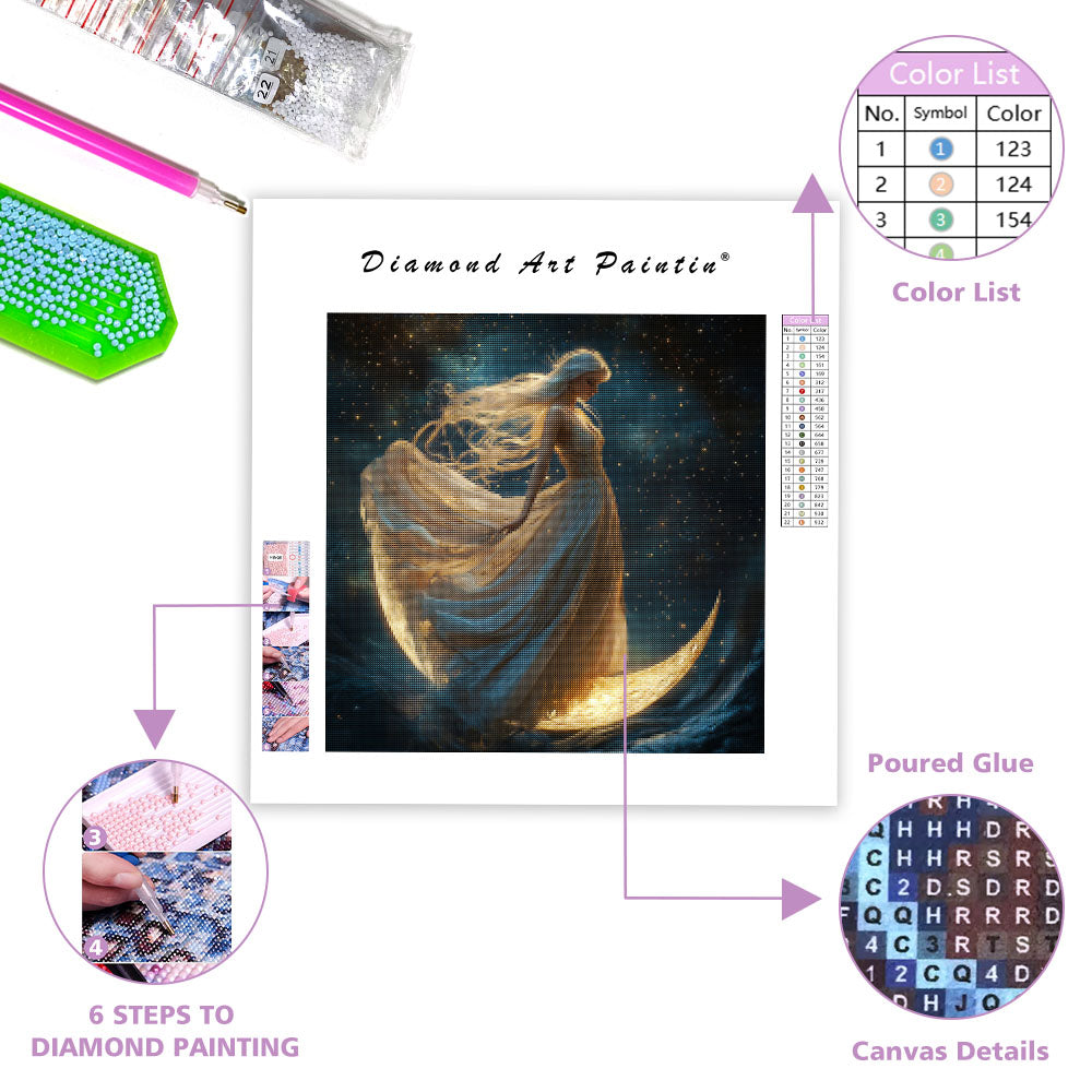 Silverhårig Gudinna - Diamantmålning