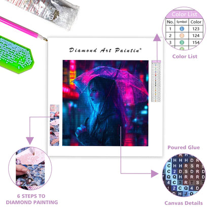 Cyberpunk Mystisk Flicka - Diamantmålning