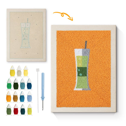 Grön drink – Punch needle-broderi