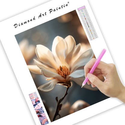 Mjuk vit magnolia – Diamantmålning