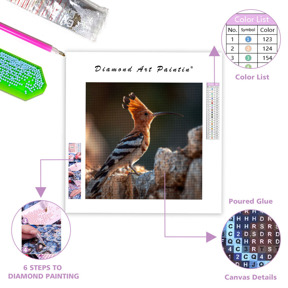 Härfågel med rest tofs – Diamantmålning