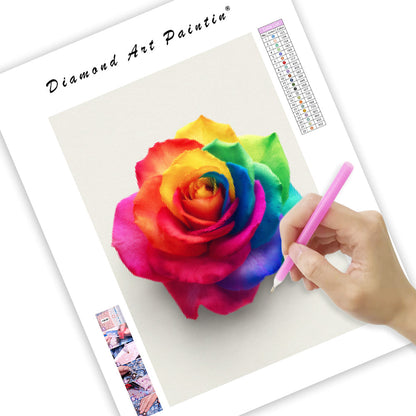 Blommande regnbågsros – Diamantmålning
