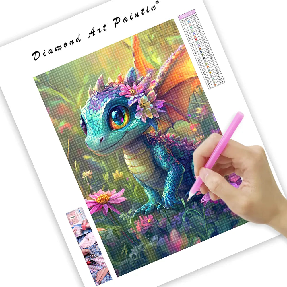 FäRgglad Drake Mitt I Blommor - DiamantmåLning