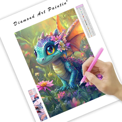 FäRgglad Drake Mitt I Blommor - DiamantmåLning