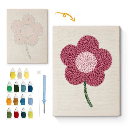 Rosa prästkrage – Punch needle-broderi