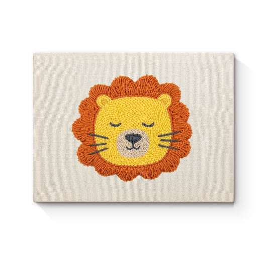 Rytande lejon – Punch needle-broderi