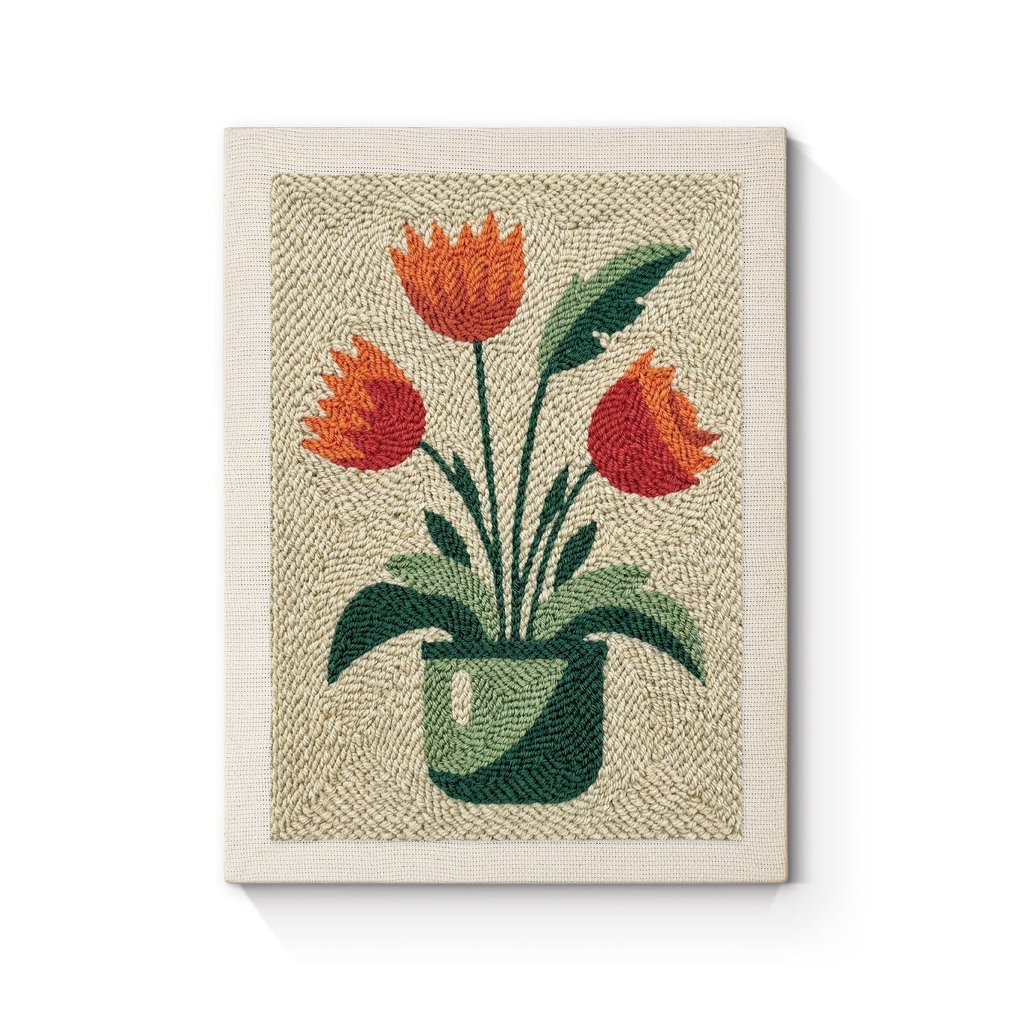 Orange tulpaner – Punch needle-broderi
