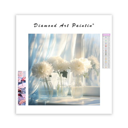Mjuk blommig elegans - Diamantmålning