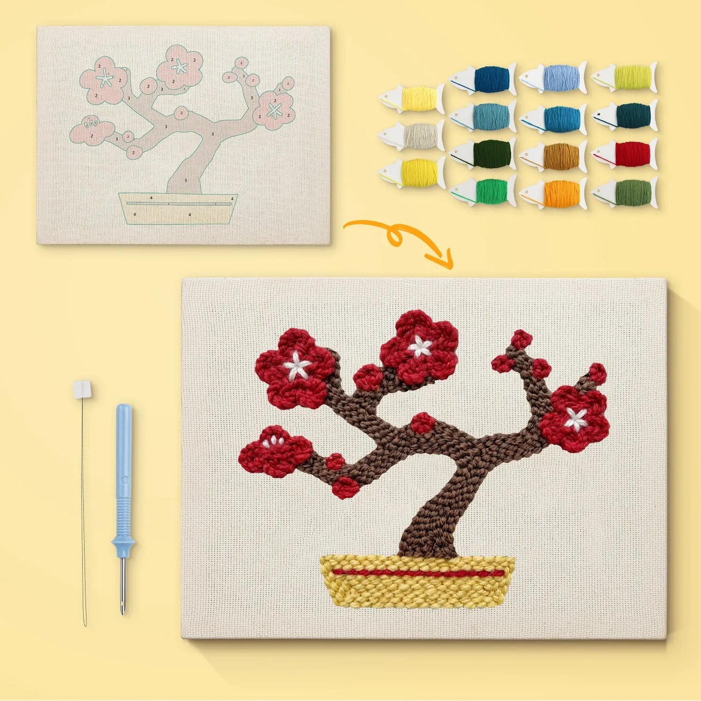 Bonsaiträd – Punch needle-broderi