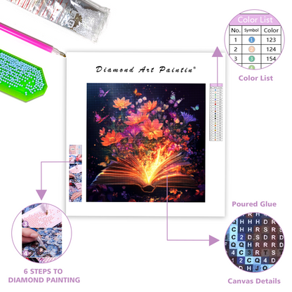 Blomstrande magisk bok - Diamond Painting