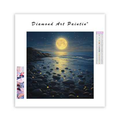 Månbelyst strand - Diamantmålning
