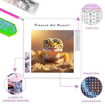 Leopardgecko med leende – Diamantmålning