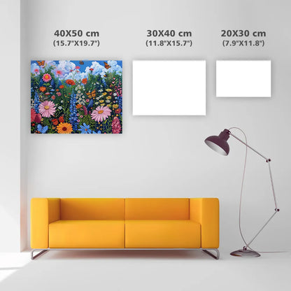 FjäRil Bland Blommor - DiamantmåLning