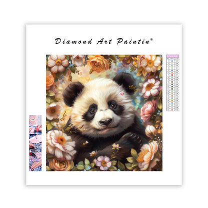 Blommig pandacharm – Diamantmålning