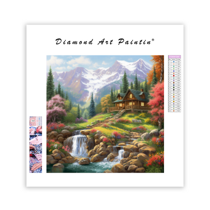 Timmerstuga i skogen - Diamond Painting