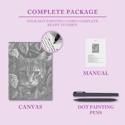 Löv och katt - Prickmålning
