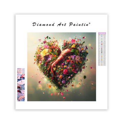 Blommande hjärta - Diamantmålning