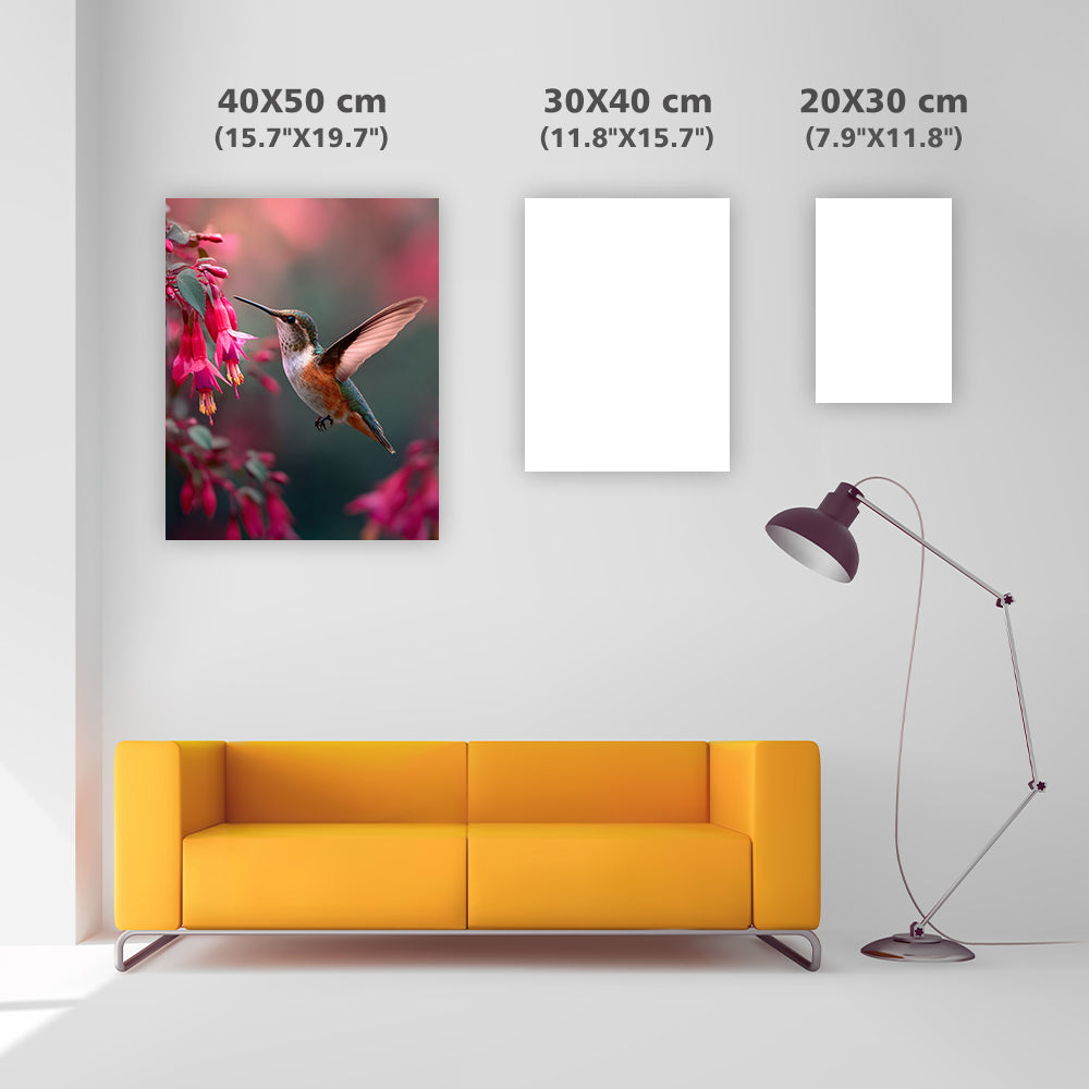 Kolibri som dricker nektar från blommor – Diamantmålning